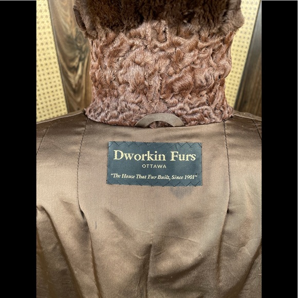 Dworkin Furs Brown Persian Lamb & Sheared Beaver Trim Fur Coat Jacket Small - Picture 11 of 12